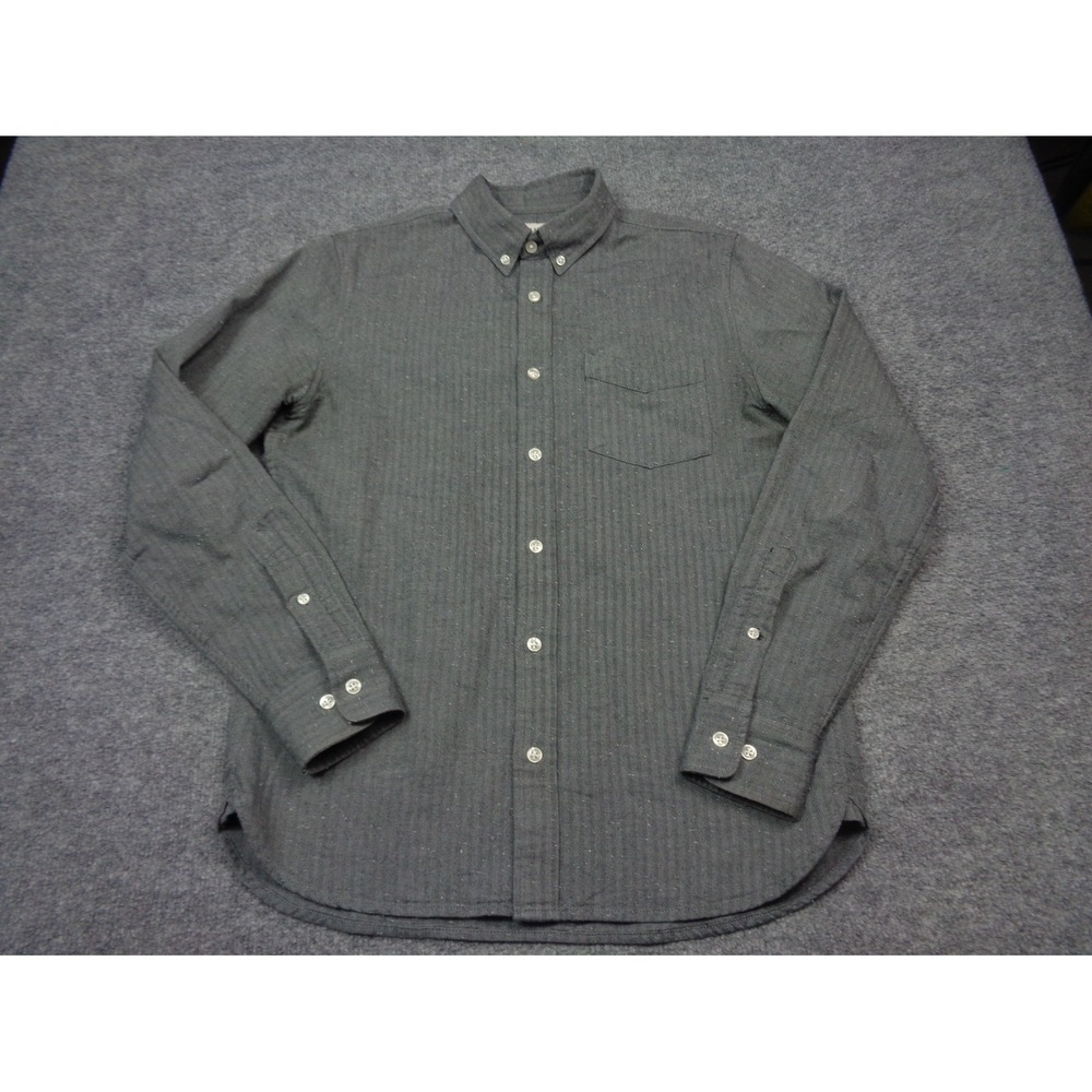 Flint & Tinder Shirt Mens S Gray Herringbone Slm Fit Long Sleeve Button Down